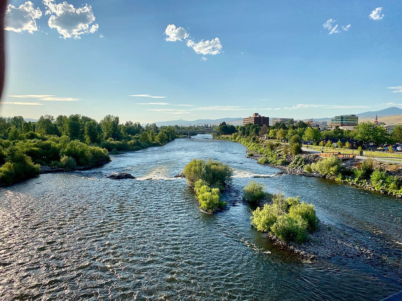 The Clark Fork River running through Missoula, Montana
